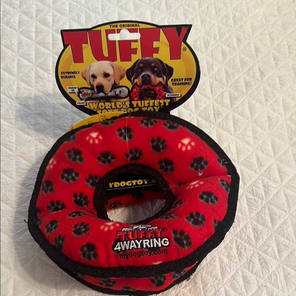 The Original Tuffy Red Paw Print Dog Toy